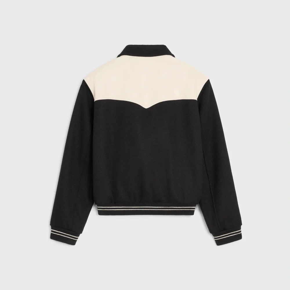Celine x Hedi Slimane Black Western Teddy Varsity Jacket US L / EUR 54 - Picture 2 of 10